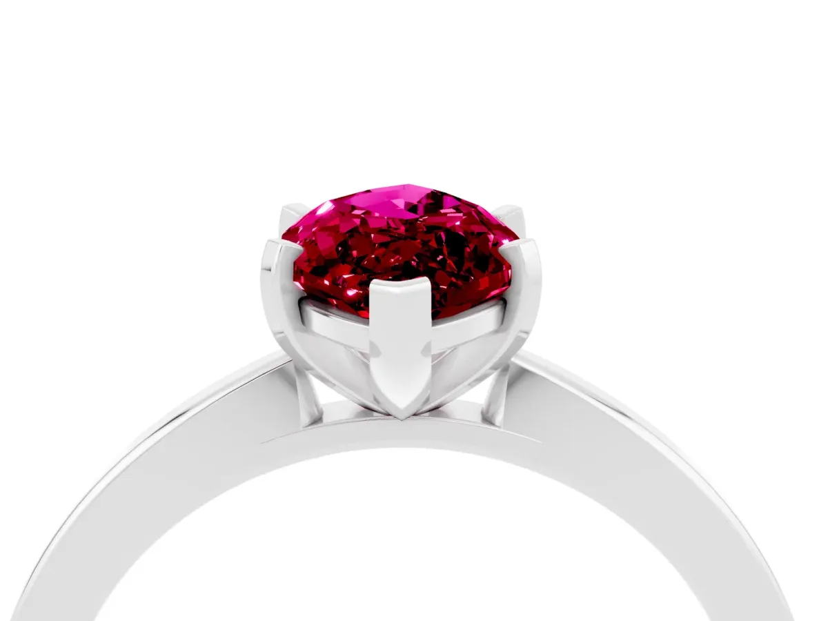 Marquise Cut Garnet Solitaire Engagement Ring with Classic Band and Four-Prong Setting Silver