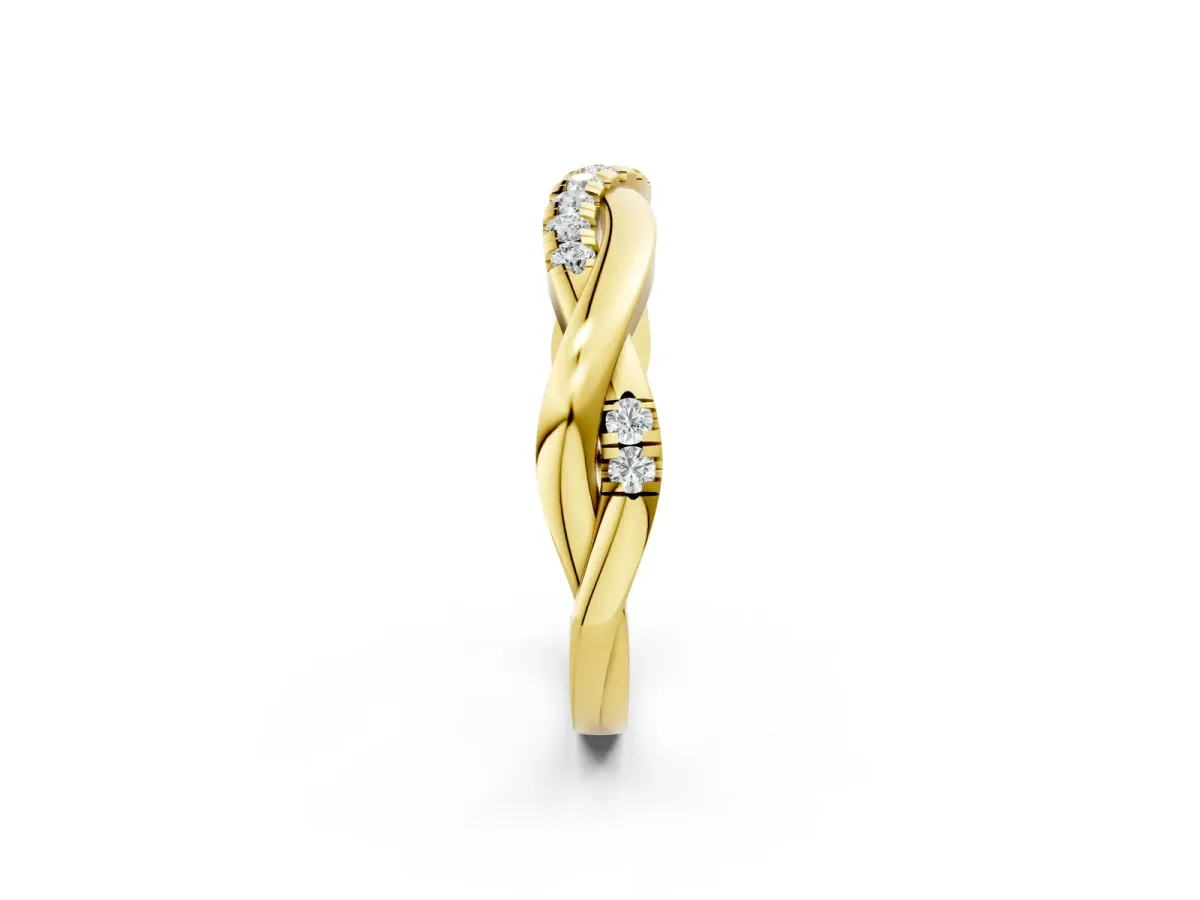 Twisted Pavé Round Diamond Infinity Band Yellow gold