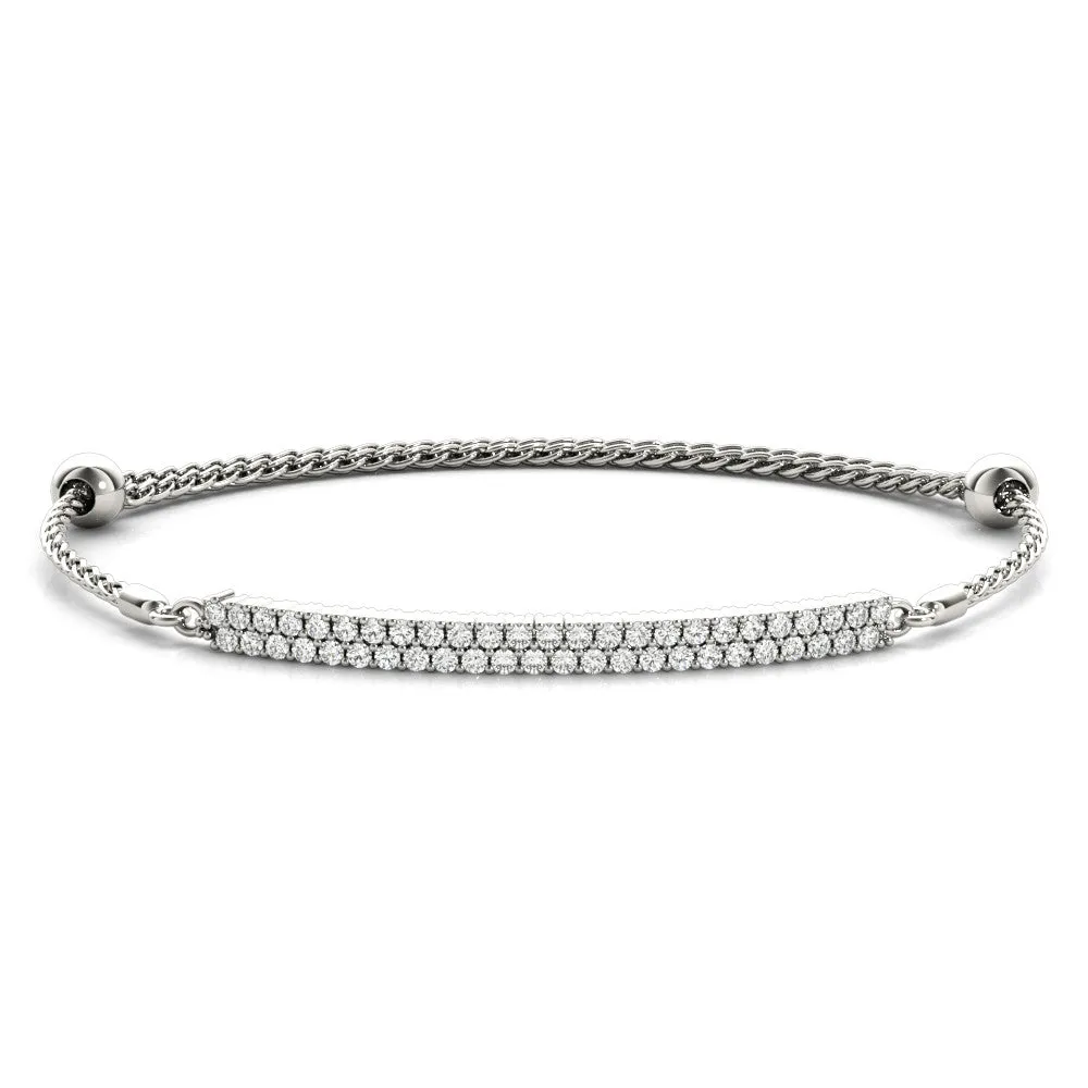 Pavé Round Diamond Adjustable Chain Bracelet White gold