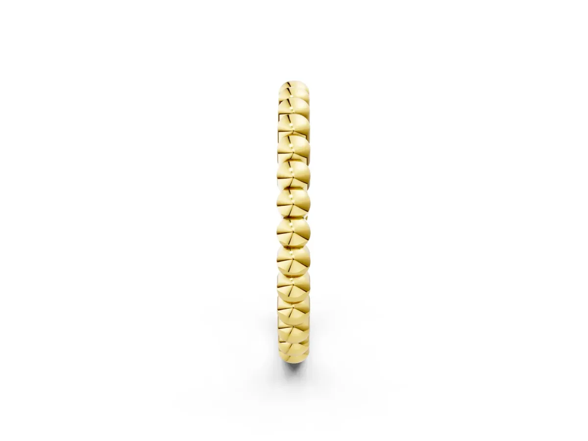 Beaded Round Stone Eternity Band with Bezel Setting Yellow gold