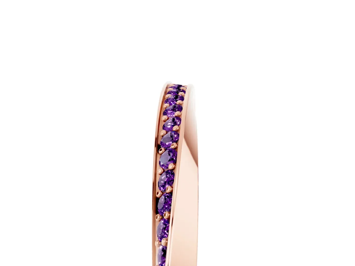 Pavé Round Amethyst Twist Band Rose gold