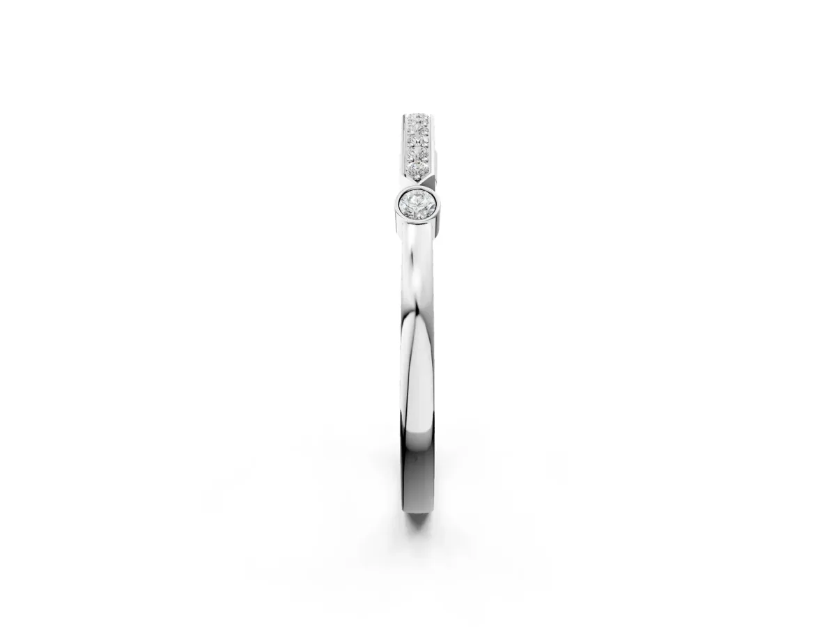 Pavé Round Diamond Bar Station Ring with Channel Setting Platinum