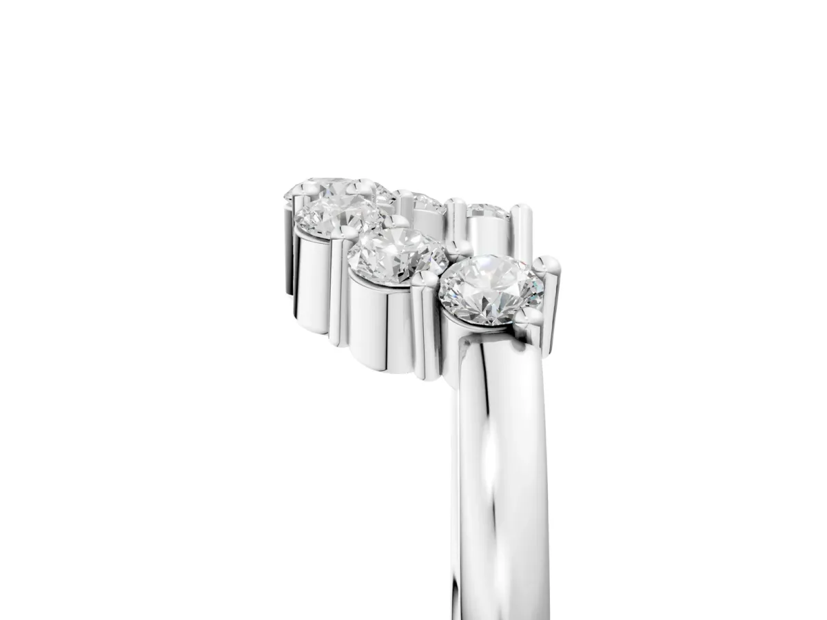 Curved Round Diamond Pave Band with Prong Setting Platinum