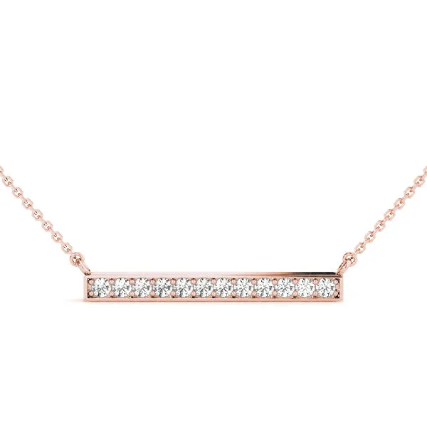 Pavé Round Diamond Bar Pendant Rose gold