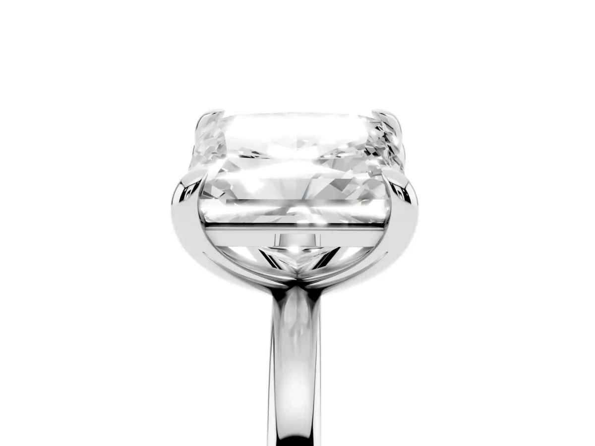 Radiant and Princess Toi Moi Ring with Prong Setting and Plain Band White gold