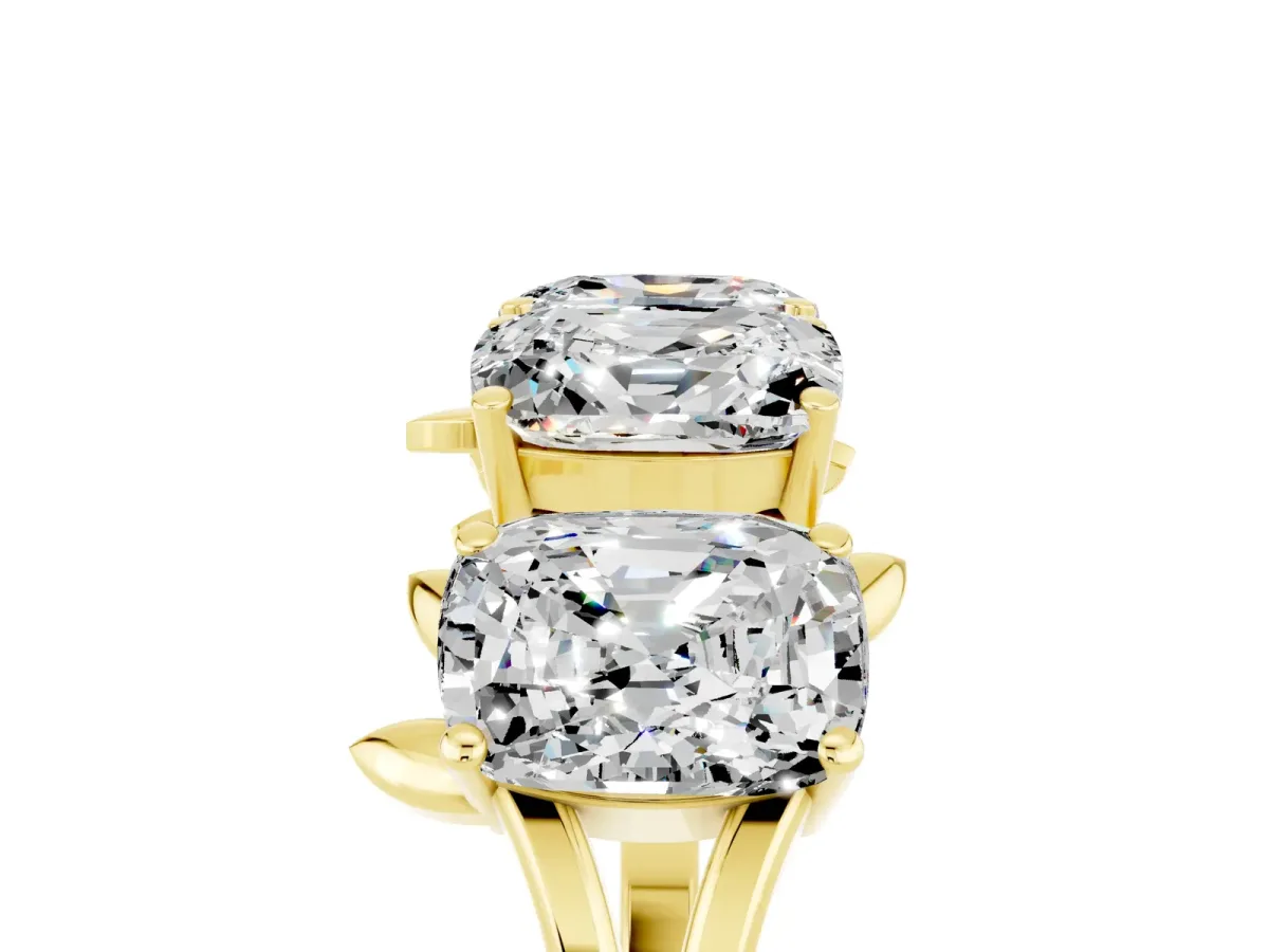 Emerald Cut Moissanite Prong-Set Half Eternity Band Yellow gold