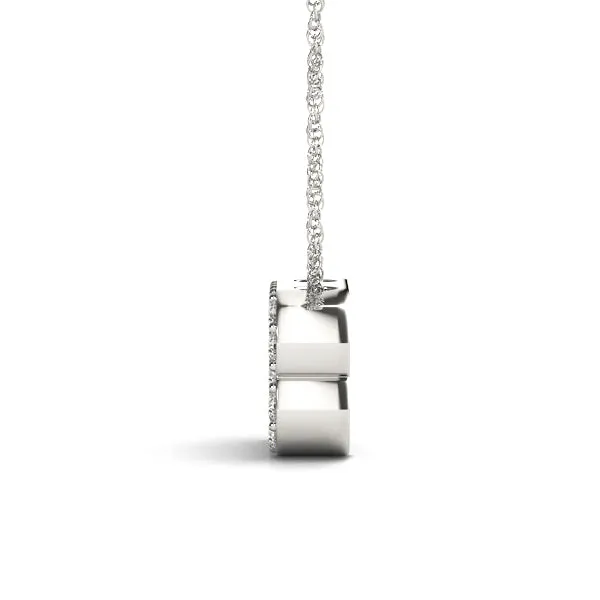 Pavé Round Diamond Prong-Set Initial Pendant Silver