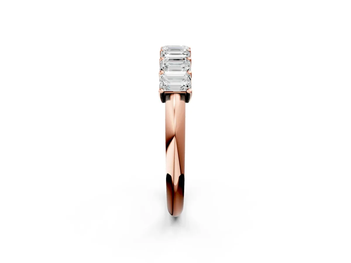 Emerald Cut Diamond Prong-Set Half Eternity Band Rose gold