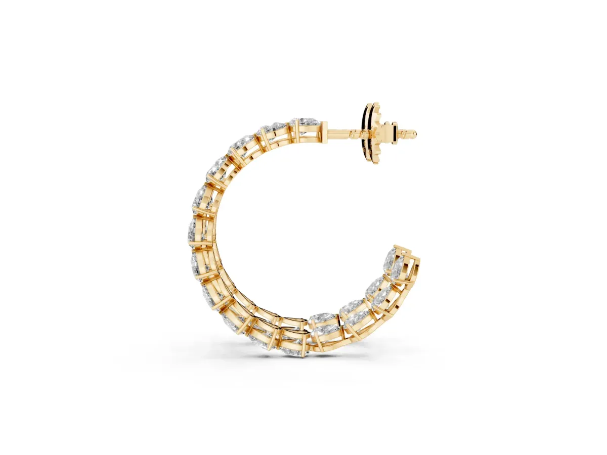 Pear Diamond Open Hoop Earrings Yellow gold
