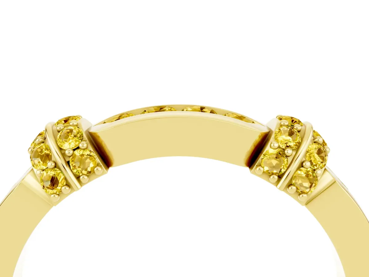 Pavé Round Yellow Sapphire Link Band with Bezel Setting Yellow gold