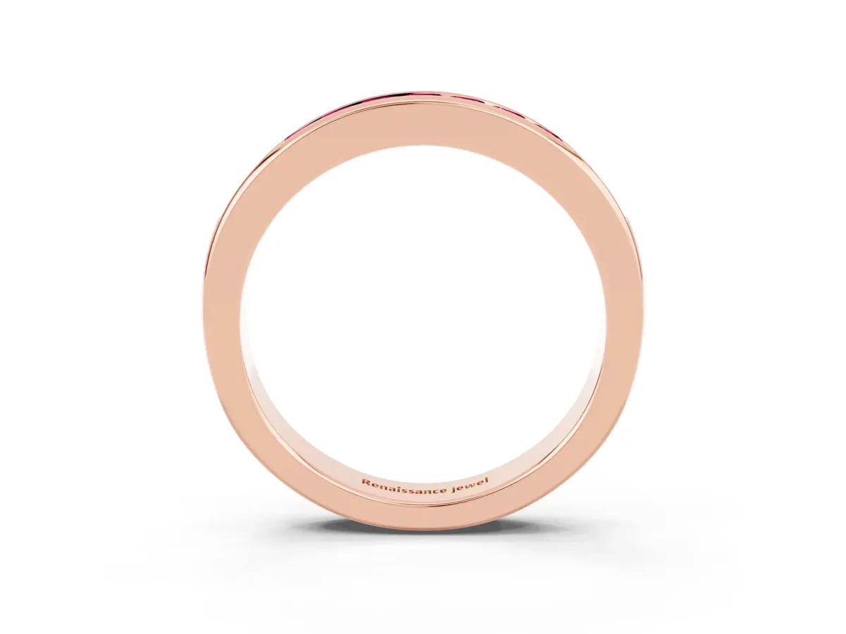Channel Set Princess Cut Garnet Eternity Band Rose gold