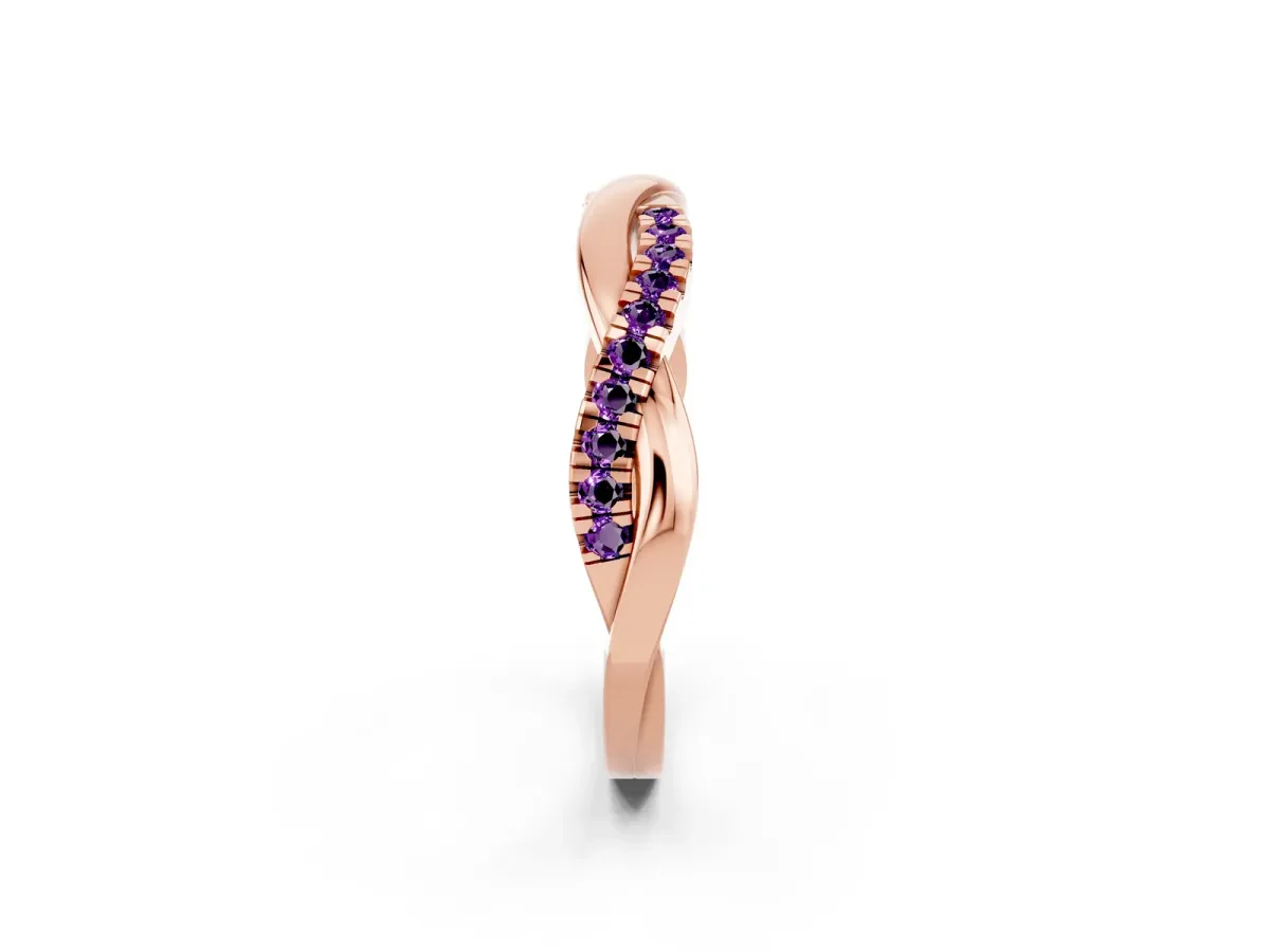 Round Amethyst Twisted Infinity Band with Prong Setting Rose gold