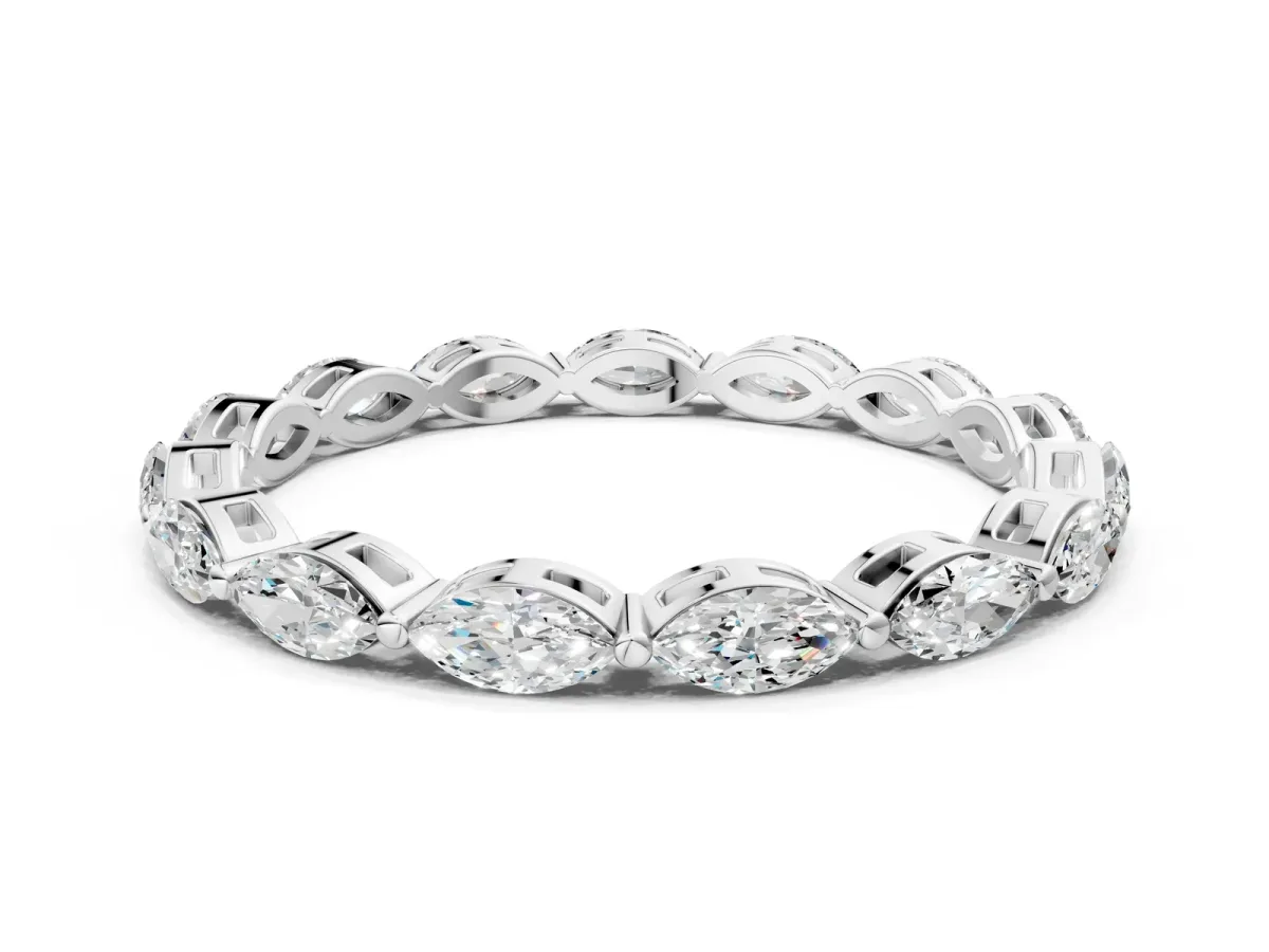 Marquise Diamond Eternity Band with U-Prong Setting Silver