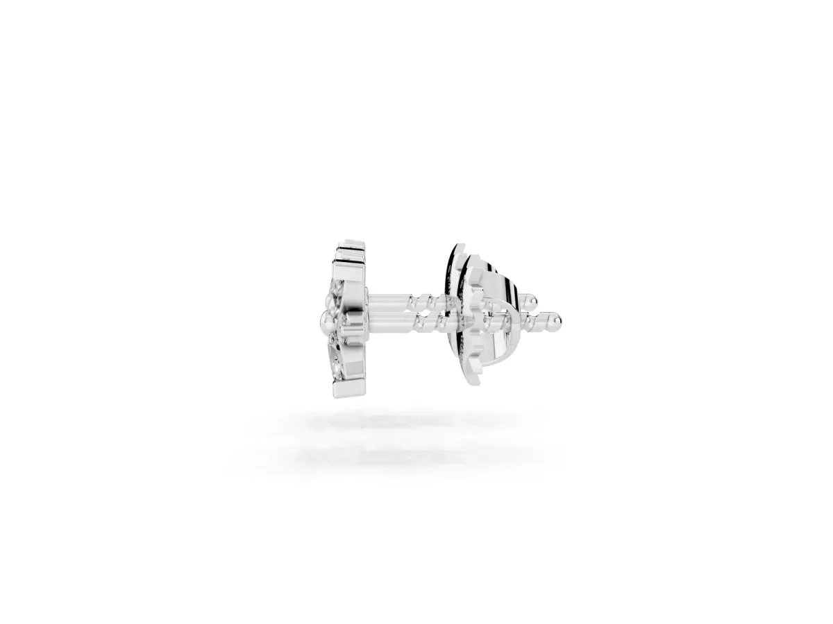 Marquise Diamond Petal Stud Earrings with Diamond Accents Silver