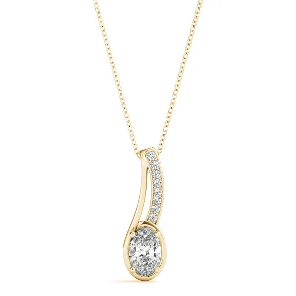Oval Diamond Bezel-Set Pendant Yellow gold