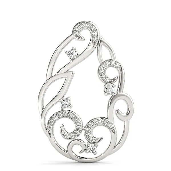 Pavé Diamond Round Pendant with Four-Prong Setting White gold