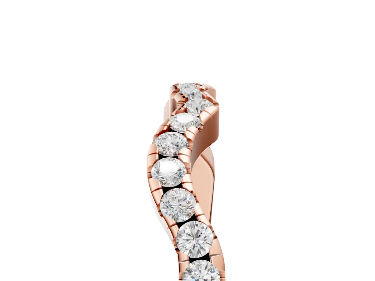 Round Diamond Pavé Curved Wedding Band Rose gold