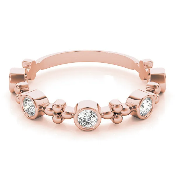 Bezel Set Round Diamond Floral Eternity Band Rose gold