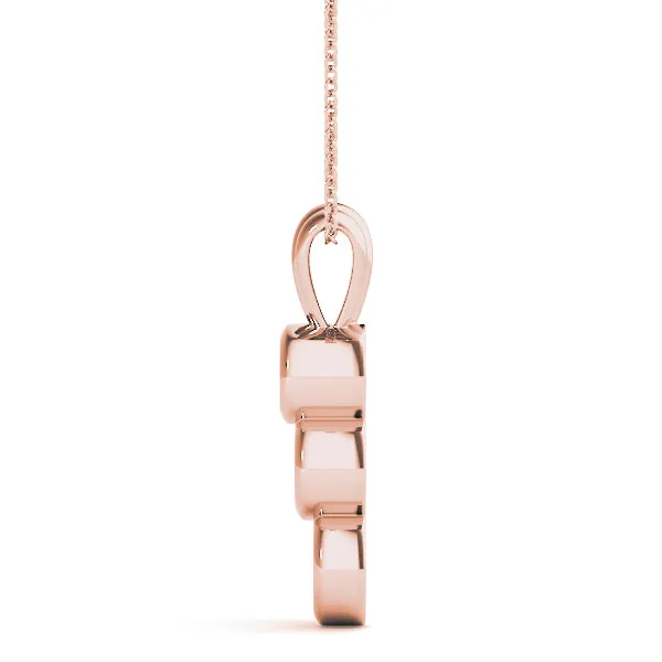 Bezel Set Round Diamond Three-Stone Pendant Rose gold