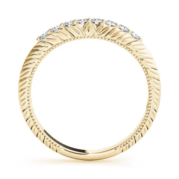 Round Diamond Half Eternity Milgrain Pave Band Yellow gold