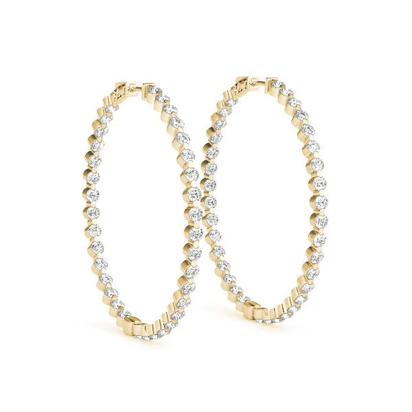 Round Diamond Prong Set Hoop Earrings Yellow gold