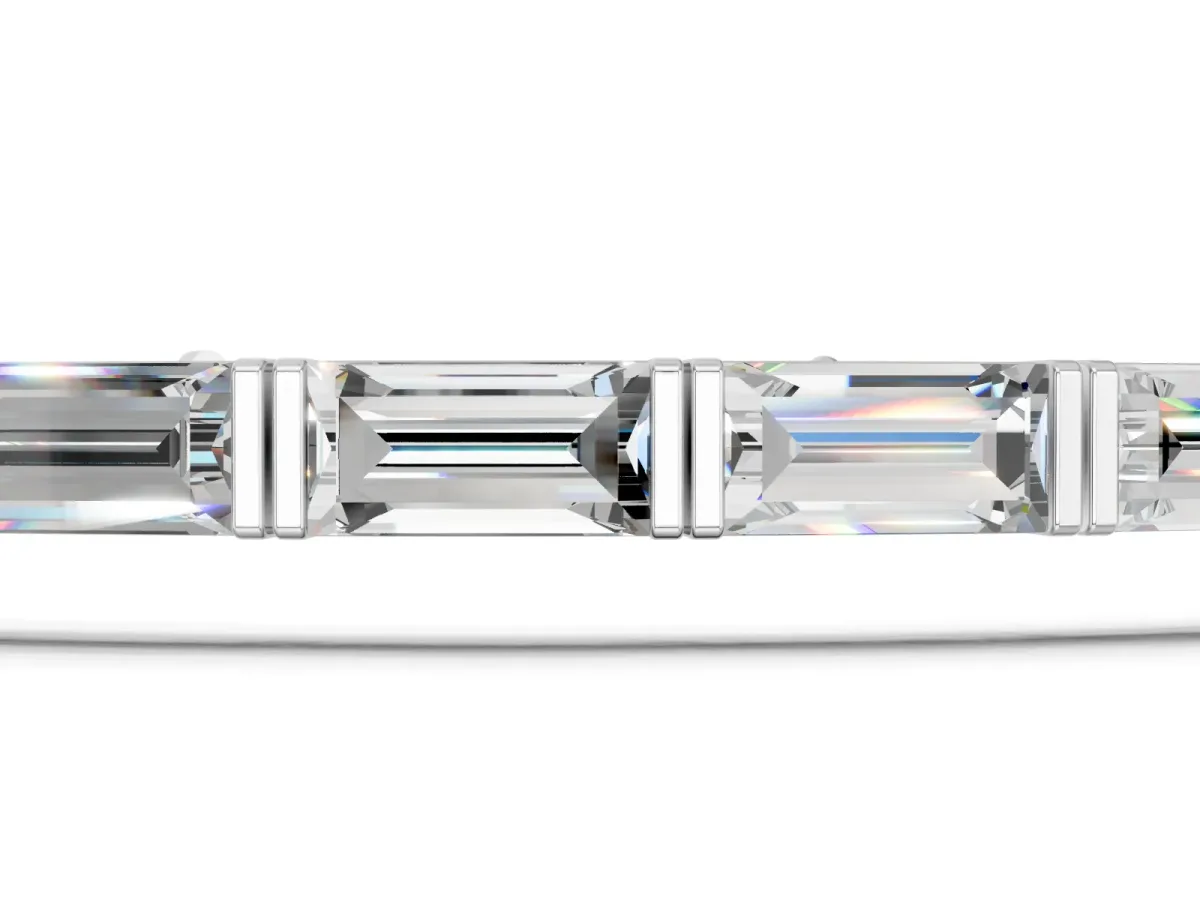 Baguette Cut Diamond Bar Set Tennis Bracelet White gold