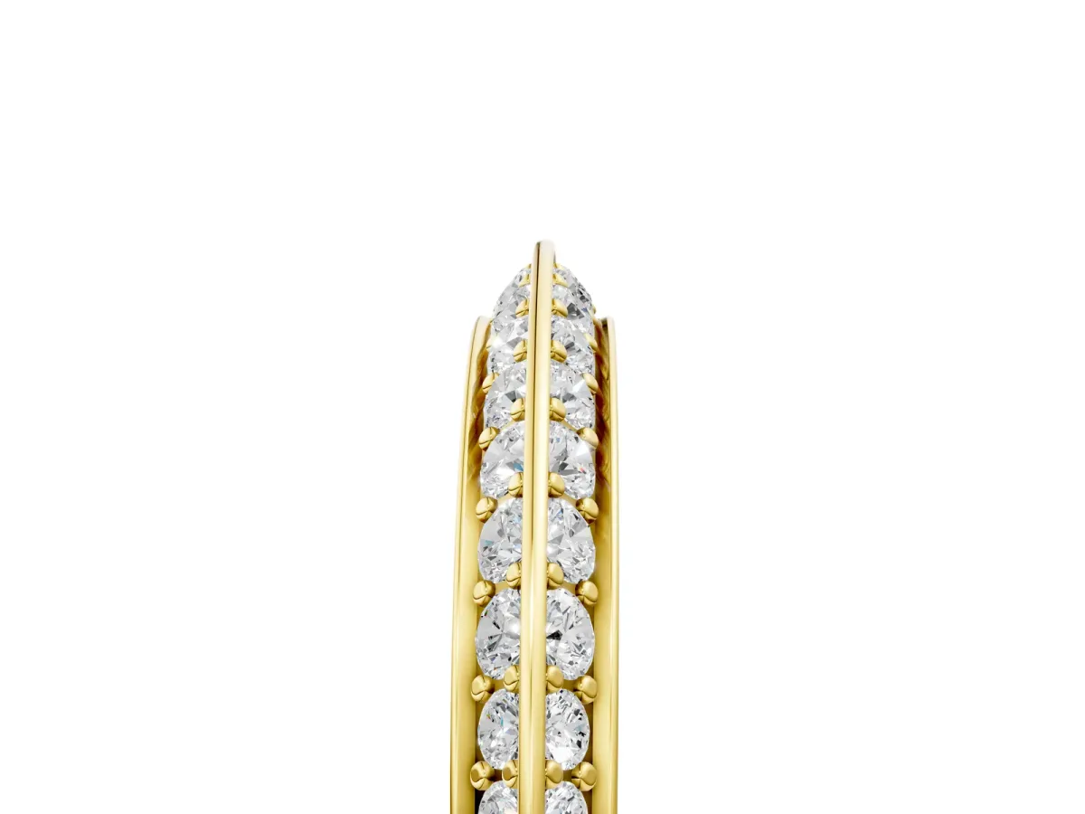 Double Row Pavé Round Diamond Eternity Band with Channel Setting Yellow gold