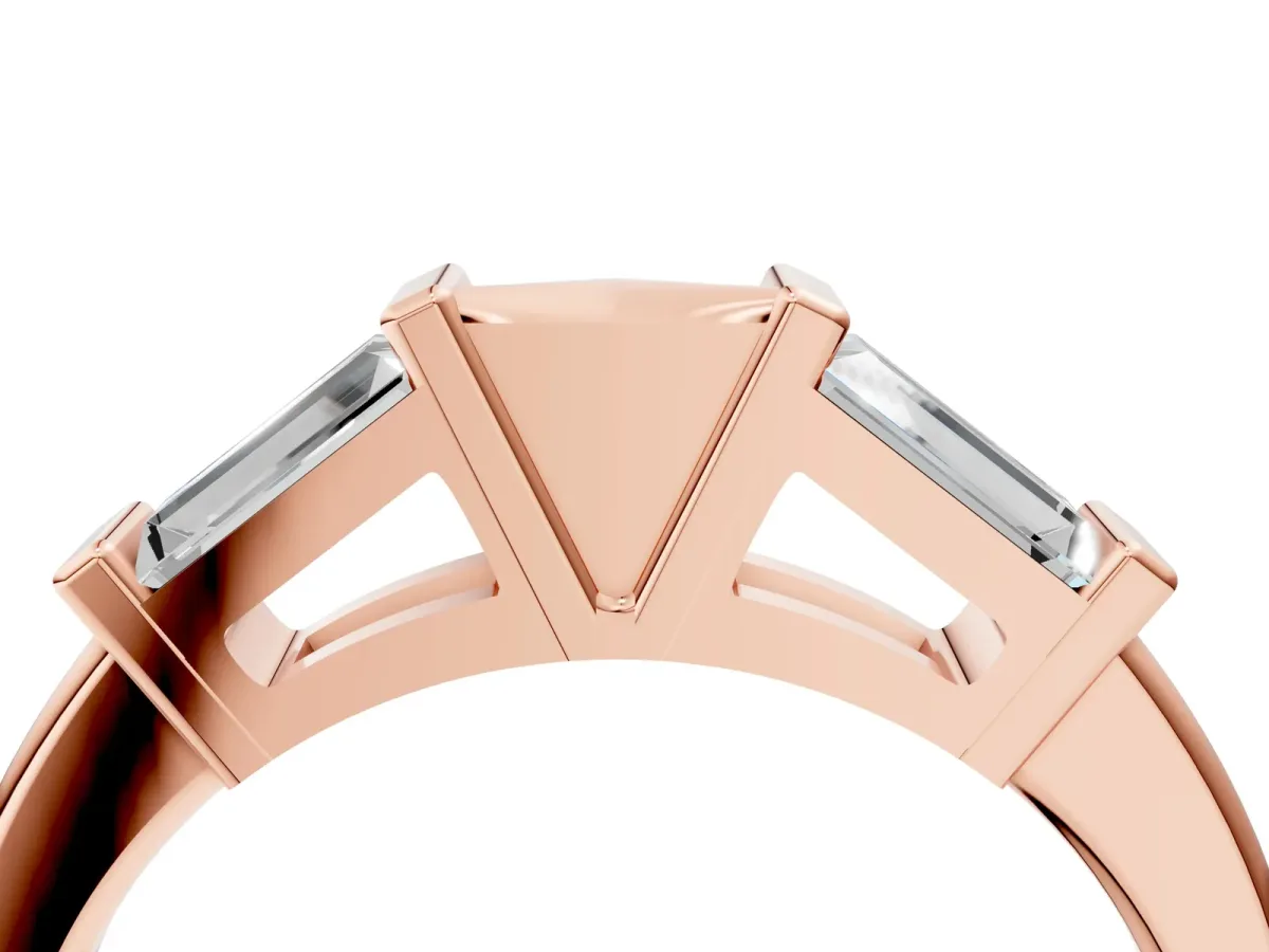 Channel Set Baguette Diamond Flat Band with Bar Prong Setting Rose gold