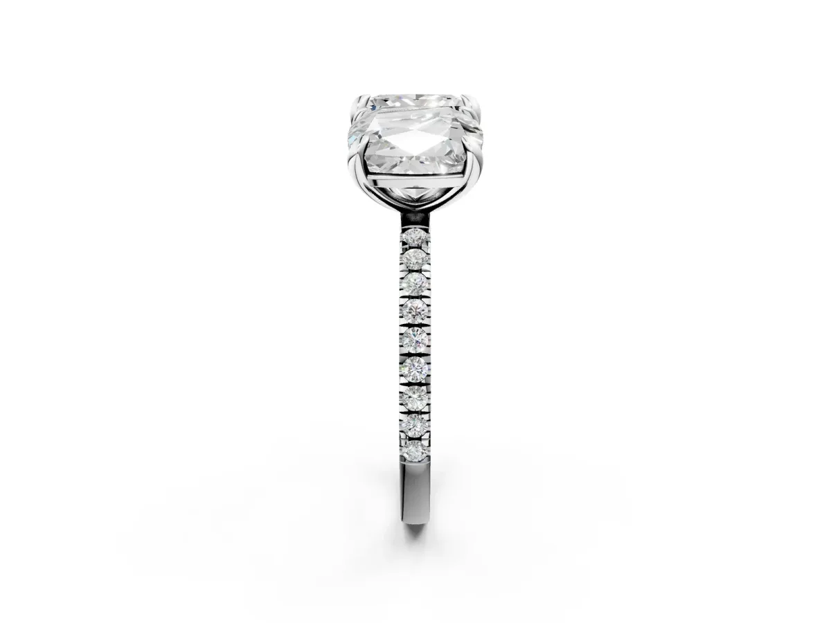 Cushion and Princess Toi Moi Ring with Prong Setting and Micro Pave Band Silver