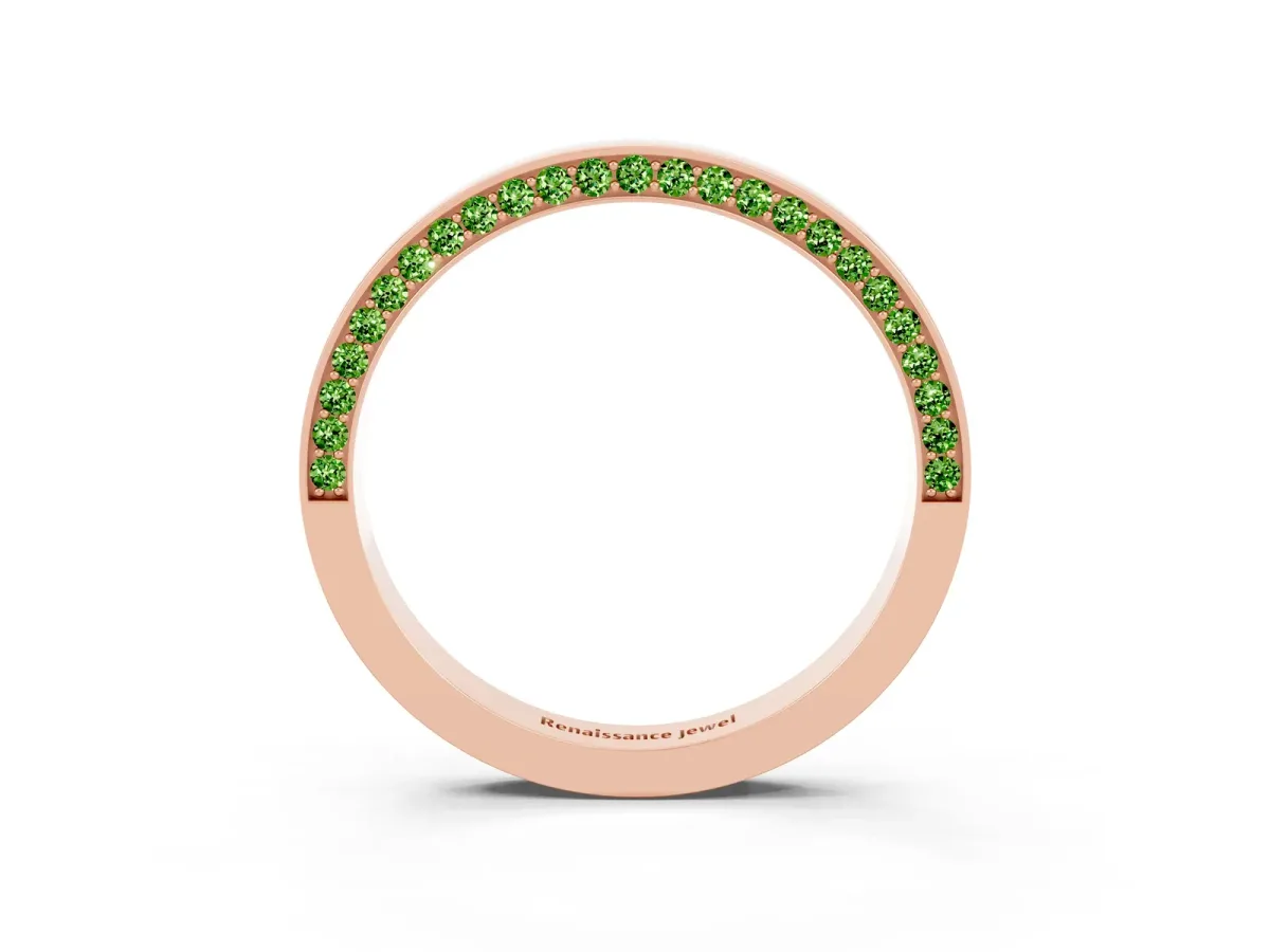 Pavé Round Peridot Channel Set Band Rose gold