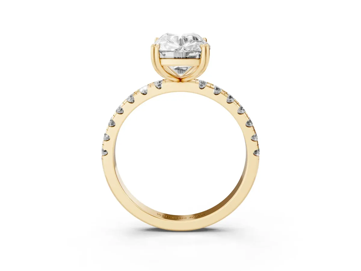 Old Mine Elongated Cushion Diamond Pave Band Ring Yellow gold