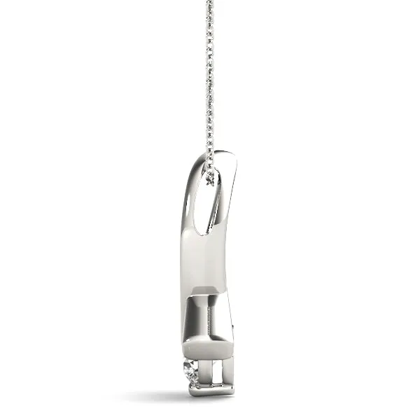 Round Solitaire Diamond Twist Pendant White gold