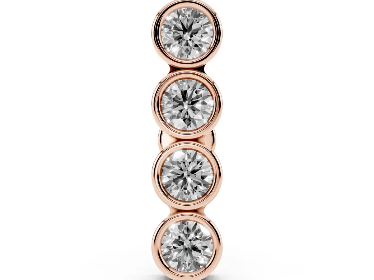 Round Diamond Row Flatback Earring Rose gold