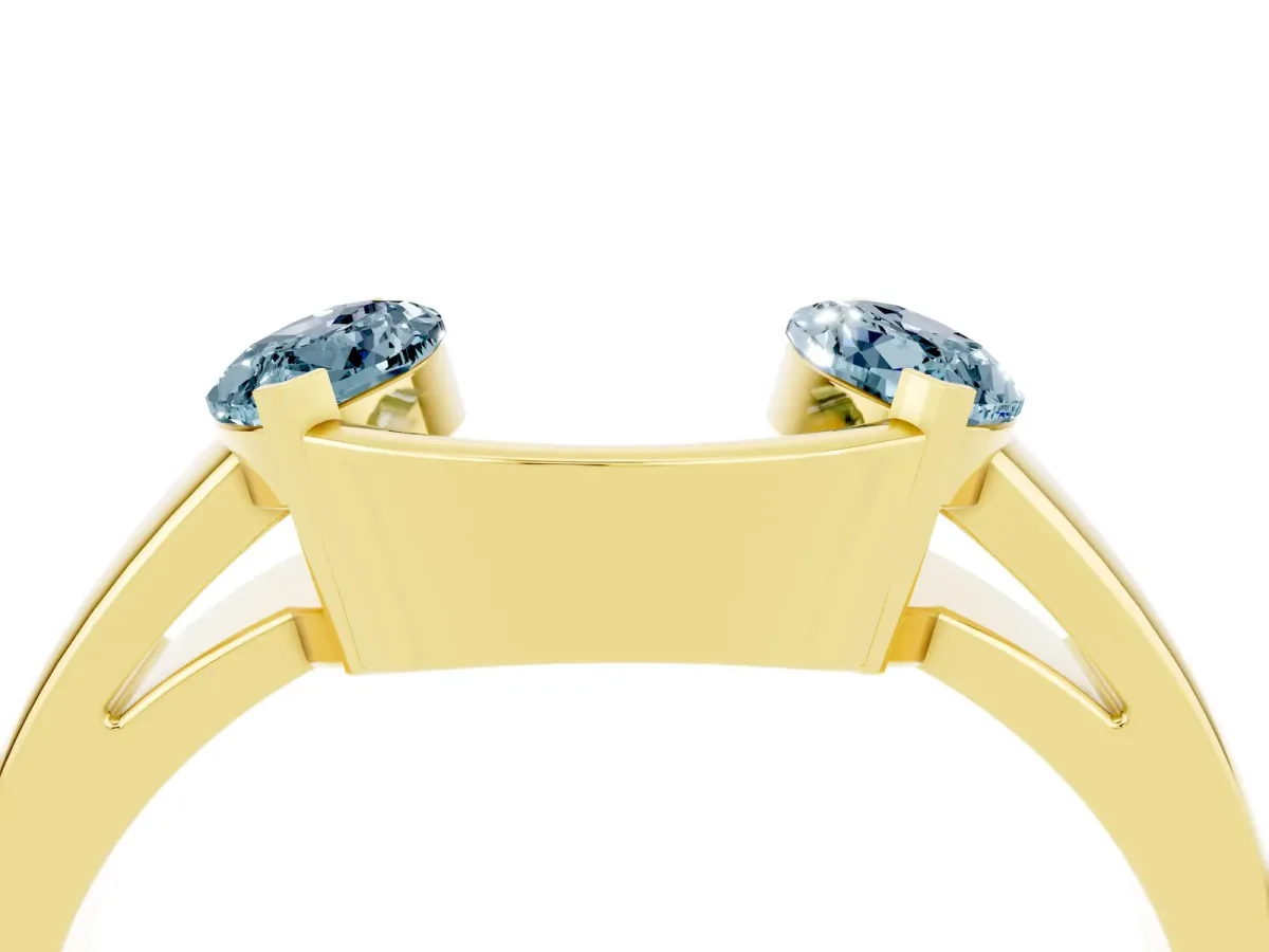 Marquise Aquamarine Open Band Ring with Tension Setting Yellow gold