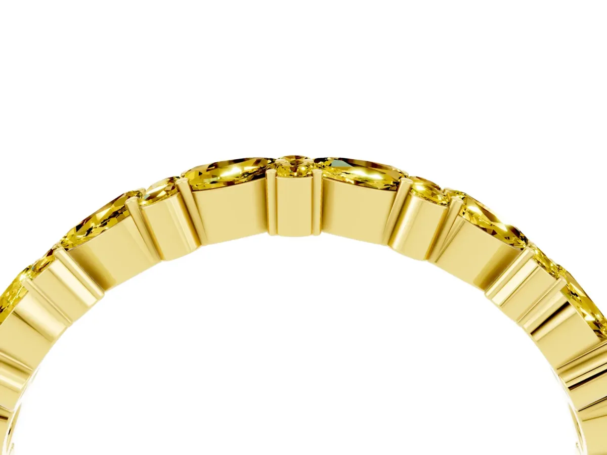 Pear and Round Yellow Sapphire Wedding Band Yellow gold