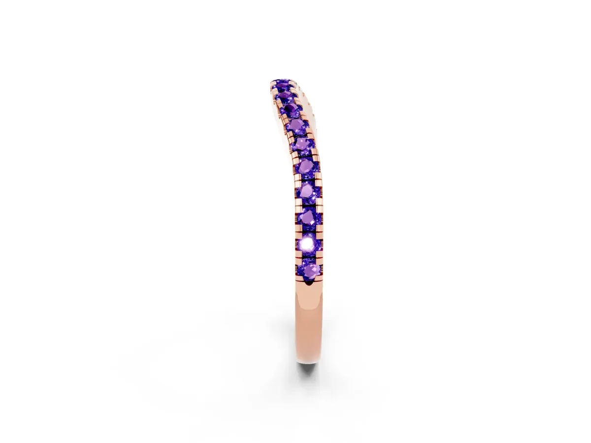 Round Tanzanite Pavé Half Eternity Band with Shared Prong Setting Rose gold