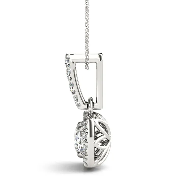Halo Cushion Cut Diamond Pendant with Four-Prong Setting Silver