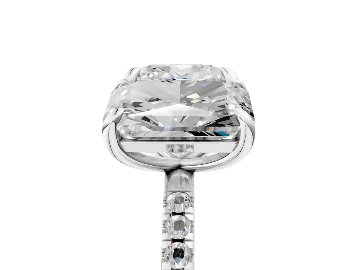 Cushion and Radiant Toi Moi Ring with Prong Setting and Pave Band Silver