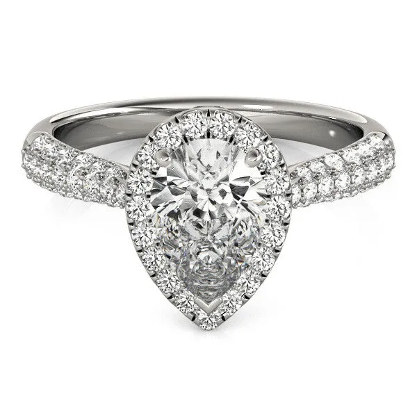 Asscher Cut Halo Diamond Ring with Pavé Band Platinum