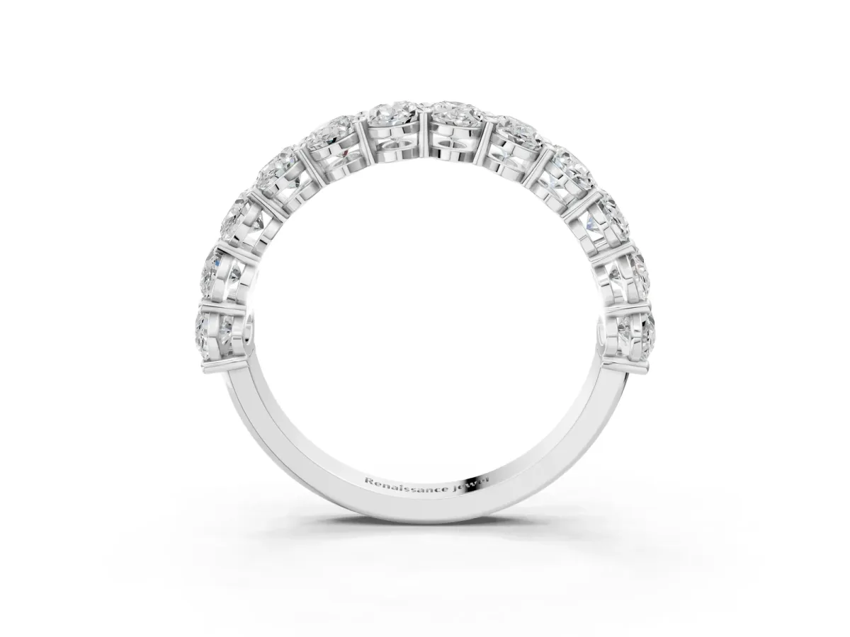 Oval Diamond Prong-Set Eternity Band Silver