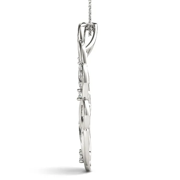 Pavé Diamond Round Pendant with Four-Prong Setting White gold