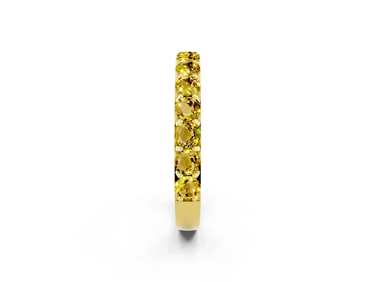 Round Yellow Sapphire Half Eternity Band with Classic Prong Setting Yellow gold
