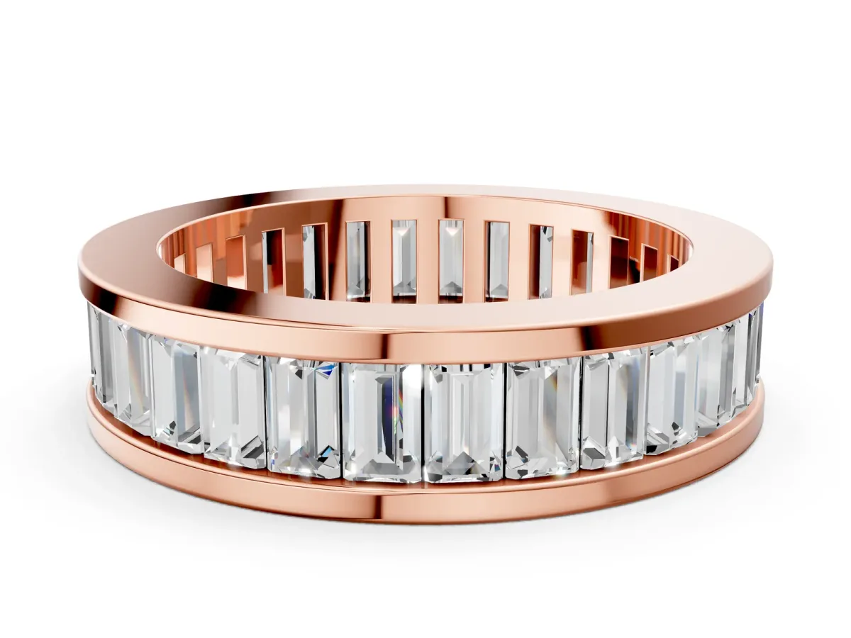 baguette Cut eternity band with channel set Rose gold