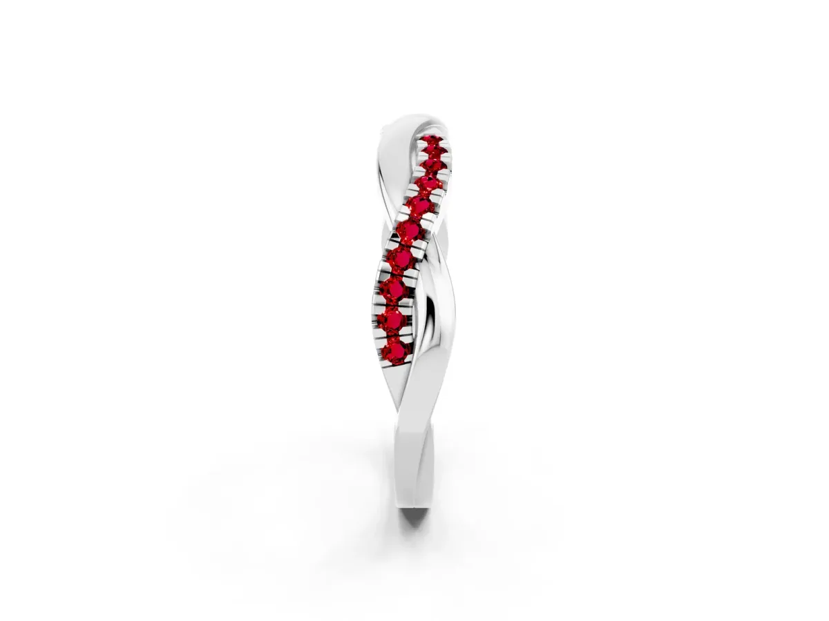Round Ruby Twisted Infinity Band with Prong Setting Platinum