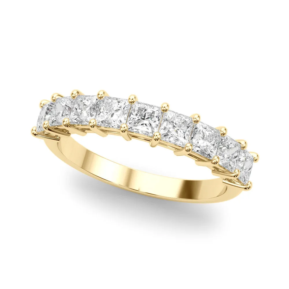 Princess Cut Diamond Prong Set Eternity Band Yellow gold