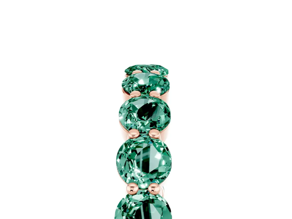 Round Green Sapphire Eternity Band with U-Prong Setting Rose gold