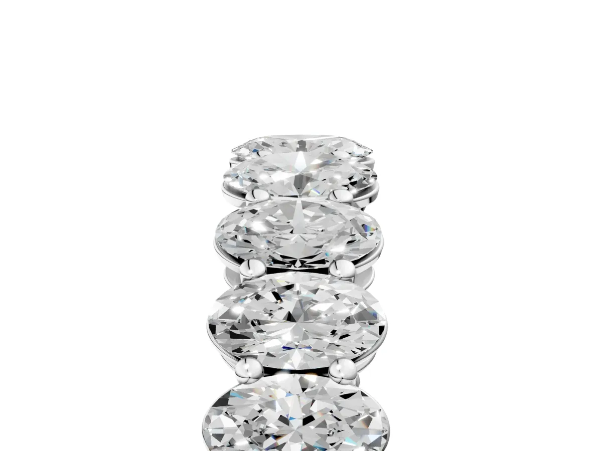 Oval Cut Diamond Eternity Band with Shared Prong Setting White gold