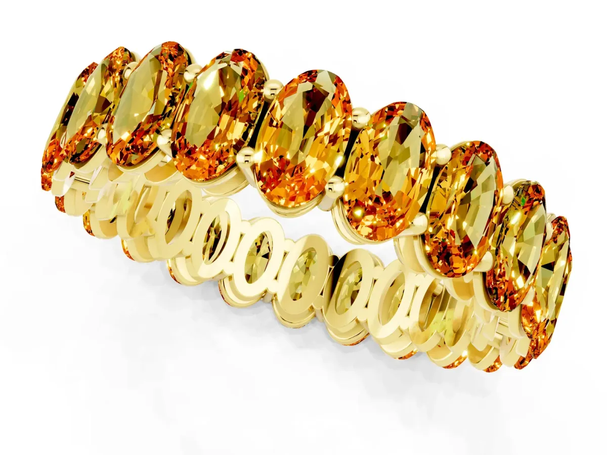 Oval Cut Citrine Eternity Band with Shared Prong Setting Yellow gold