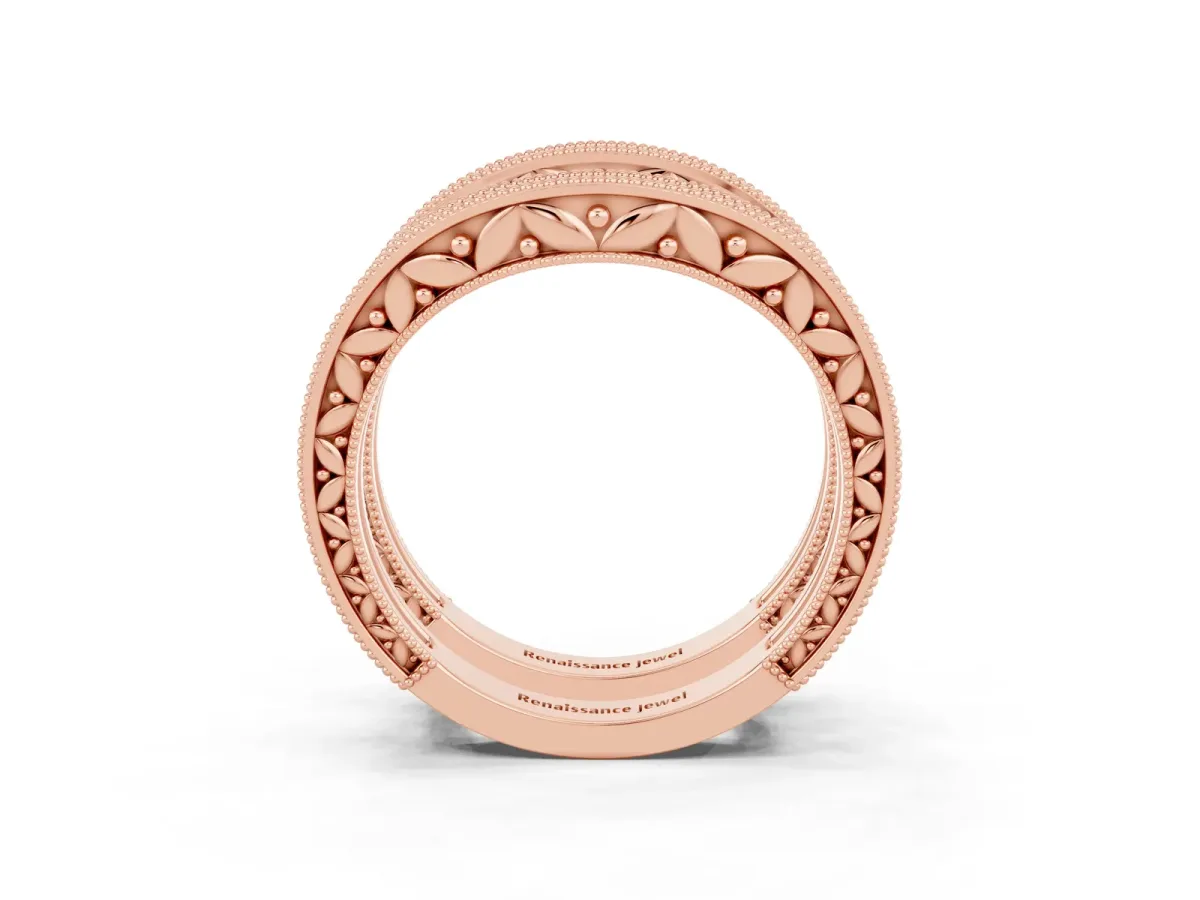 Round Amethyst Milgrain Eternity Band with Channel Setting Rose gold