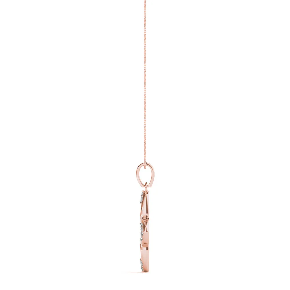 Pavé Diamond Marquise Prong Pendant Rose gold